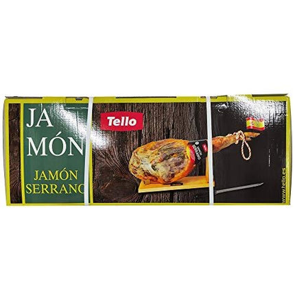 Tello Jamon Serrano Coscia Intero 6.5-7.0 Kg Con Supporto Per Prosciutto e Coltello - Prosciutto Spagnolo - Smart Space Shop