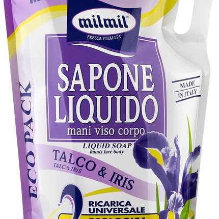 Mil Mil Sapone Liquido, Fragranza Talco & Iris, Ricarica Universale Maxirisparmio - Smart Space Shop