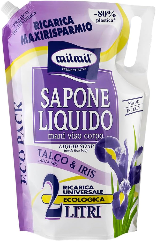 Mil Mil Sapone Liquido, Fragranza Talco & Iris, Ricarica Universale Maxirisparmio - Smart Space Shop