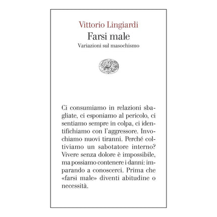 Copertina libro FARSI MALE. VARIAZIONI SUL MASOCHISMO