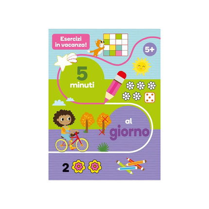 Copertina libro ESERCIZI IN VACANZA! 5 MINUTI AL GIORNO.