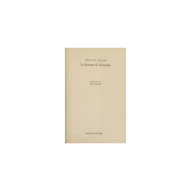 Copertina libro LE LACRIME DI NIETZSCHE