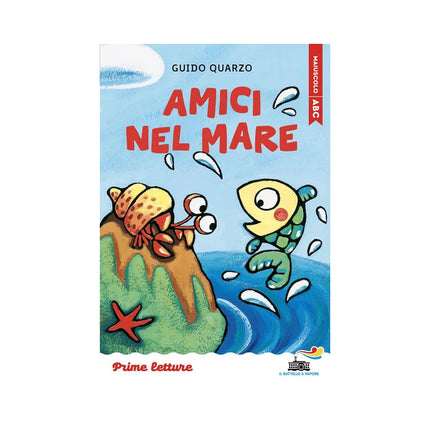 Copertina libro AMICI NEL MARE. STAMPATELLO MAIUSCOLO A