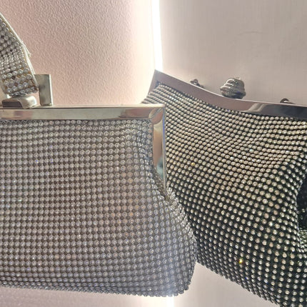 BRICIOLE POCHETTE swarowski nera rigida/morbida