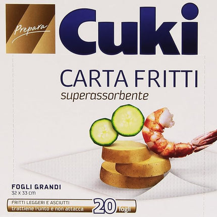 Cuki - Carta Fritti, Superassorbente, 32x33 cm - 20 fogli - Smart Space Shop