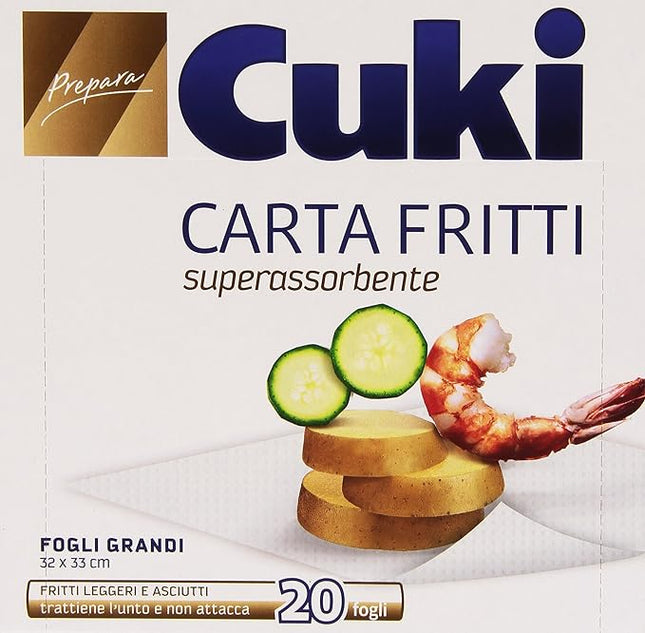 Cuki - Carta Fritti, Superassorbente, 32x33 cm - 20 fogli - Smart Space Shop