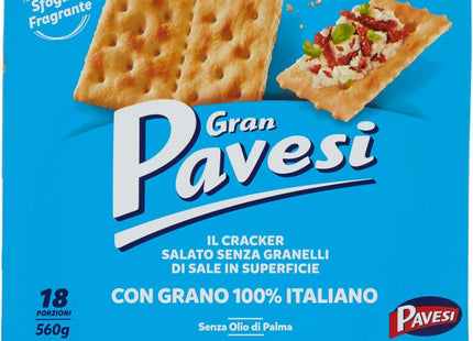 Gran Pavesi Cracker Salati Senza Granelli di Sale in Superficie, Senza Olio di Palma - 18 Pacchetti 560 g - Smart Space Shop