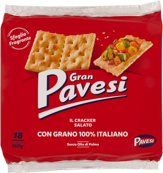 Gran Pavesi Cracker Salati I Classici, senza Olio di Palma, 18 Pacchetti, 560g - Smart Space Shop