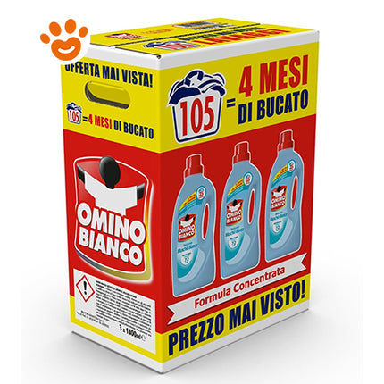 Omino Bianco - Liquid Sanitizing Washing Machine Detergent, 105 Washes 4.2 L: White Moss / Sanitizer 