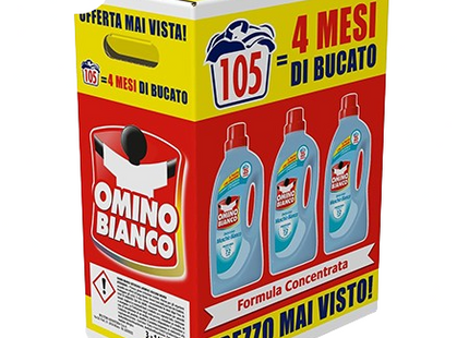 Omino Bianco – Flüssiges, desinfizierendes Waschmaschinenwaschmittel, 105 Waschgänge, 4,2 l: Weißes Moos/Desinfektionsmittel 