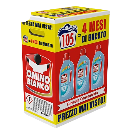 Omino Bianco – Flüssiges, desinfizierendes Waschmaschinenwaschmittel, 105 Waschgänge, 4,2 l: Weißes Moos/Desinfektionsmittel 