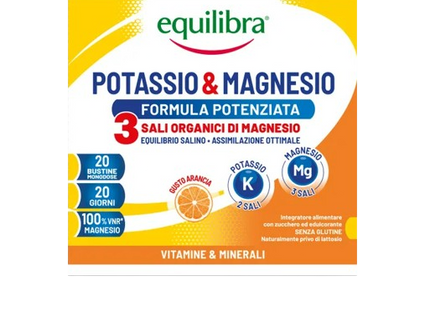 Equilibra Potassio & Magnesio Formula Potenziata Integratore Sali Minerali 20 Bustine - Smart Space Shop